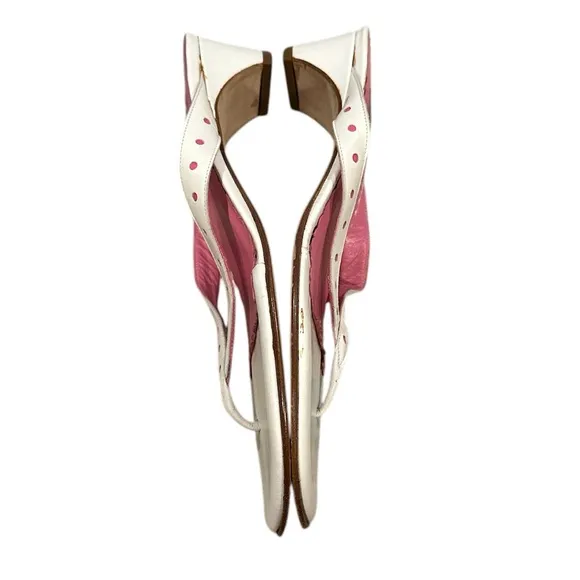 LILLY PULITZER WHITE PINK ToePost  THONG HEELED SANDAL SHOES 9.5