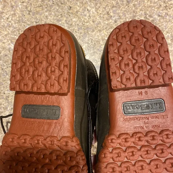 L.L. Bean Boots 8” Bison Leather Rubber Dk Brown Red 6M 274563