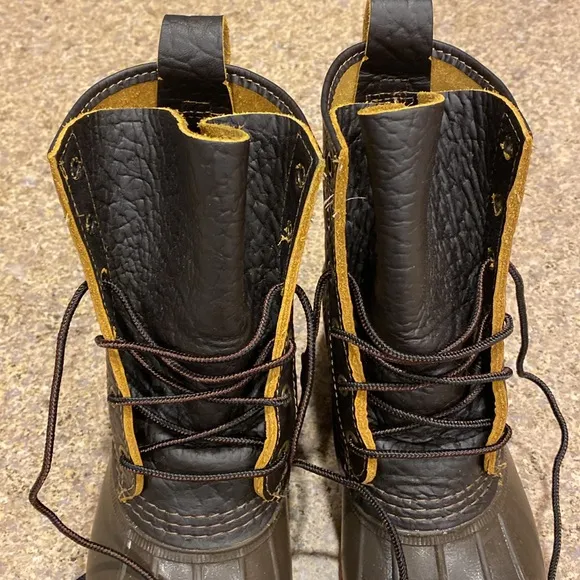 L.L. Bean Boots 8” Bison Leather Rubber Dk Brown Red 6M 274563