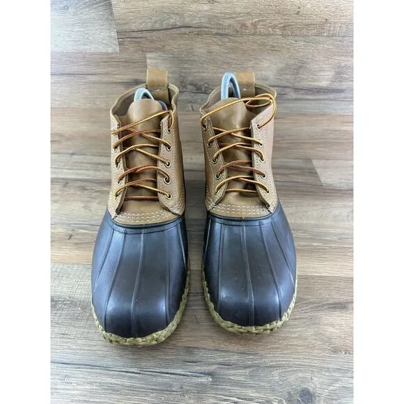 LL Bean Men’s Size 14M HM Bean Duck Boots Brown Leather 6” USA Made Rain…