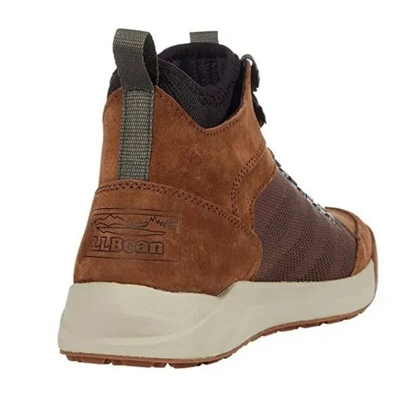 LL Bean Mens Vista Mid Hikers Lace-up Boots in Saddle Brown size 9.5 Suede Mesh