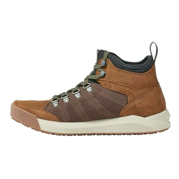 LL Bean Mens Vista Mid Hikers Lace-up Boots in Saddle Brown size 9.5 Suede Mesh
