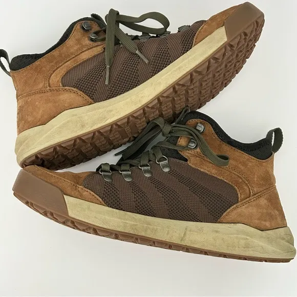 LL Bean Mens Vista Mid Hikers Lace-up Boots in Saddle Brown size 9.5 Suede Mesh