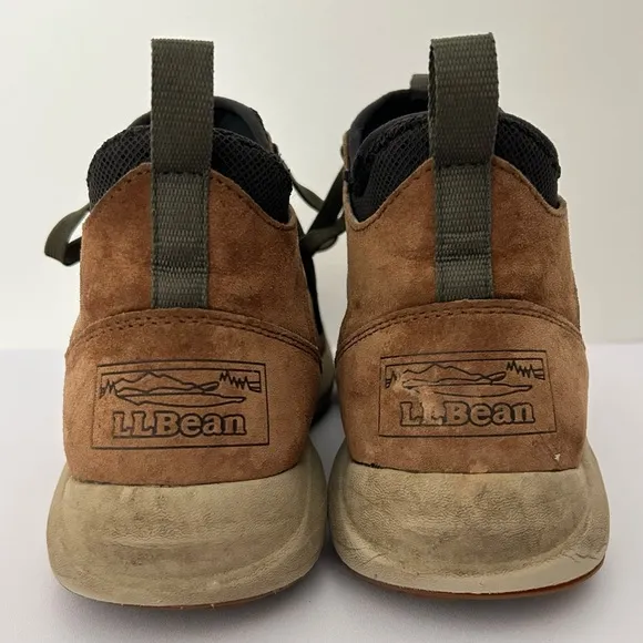 LL Bean Mens Vista Mid Hikers Lace-up Boots in Saddle Brown size 9.5 Suede Mesh