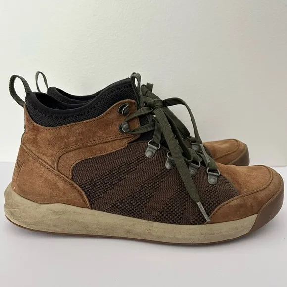 LL Bean Mens Vista Mid Hikers Lace-up Boots in Saddle Brown size 9.5 Suede Mesh