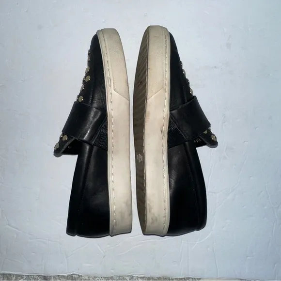 LOEFFLER RANDALL Women’s Black Studded Slip-On Sneakers with Gold Studs-Size 6.5