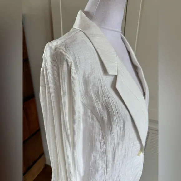 Lola &amp; Sophie White Lightweight Single Button Jacket Blazer Knit Sleeves Medium