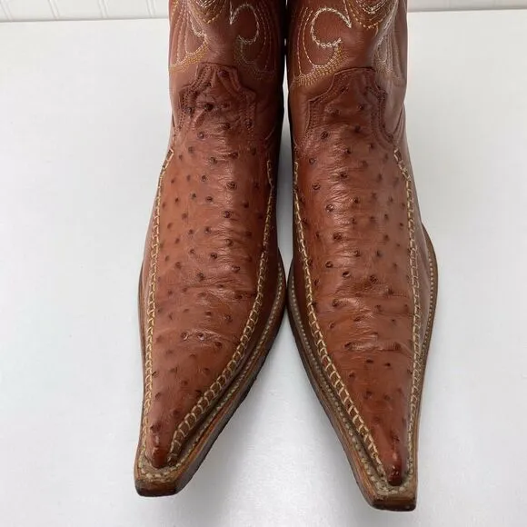 Los Altos Boots 6X Cognac Ostrich Fashion Cowboy Western Boots Mens US 7 EE $370