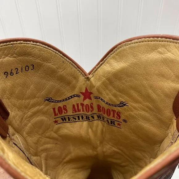 Los Altos Boots 6X Cognac Ostrich Fashion Cowboy Western Boots Mens US 7 EE $370