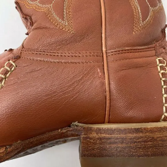 Los Altos Boots 6X Cognac Ostrich Fashion Cowboy Western Boots Mens US 7 EE $370