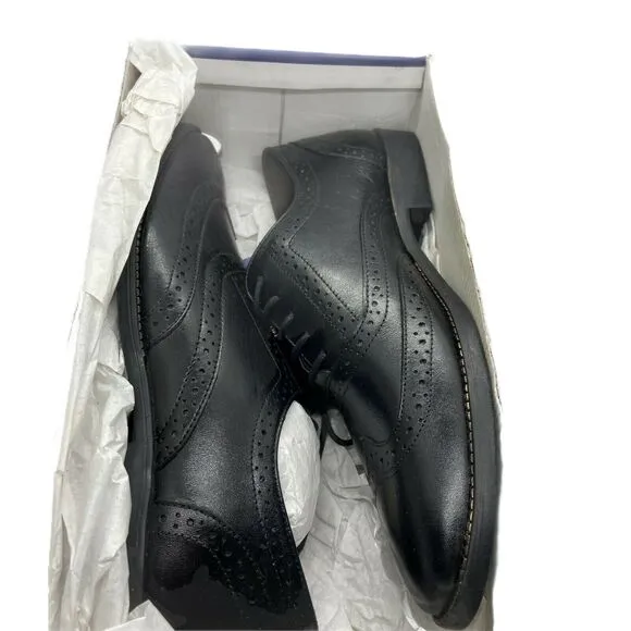 Lotus Bawa Men's Black Leather Almond Toe Lace Up Oxford Dress Shoes size 11