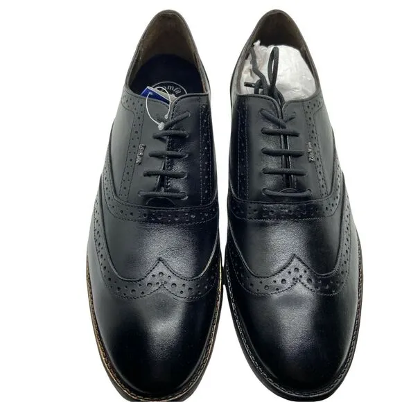 Lotus Bawa Men's Black Leather Almond Toe Lace Up Oxford Dress Shoes size 11