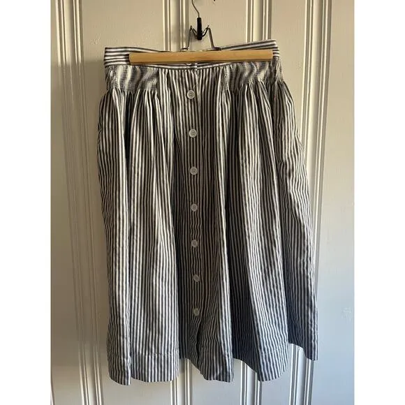 Louche A-line blue striped midi skirt size 12