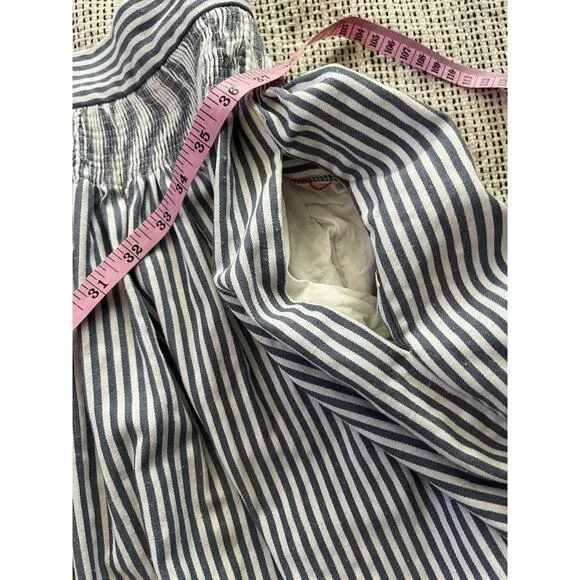 Louche A-line blue striped midi skirt size 12