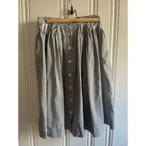 Louche A-line blue striped midi skirt size 12