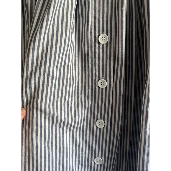 Louche A-line blue striped midi skirt size 12