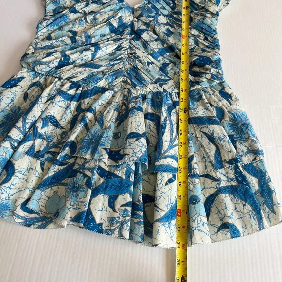 Love The Label Minette Ruffled Mini Dress Floral Flutter Sleeve V Neck, Size L