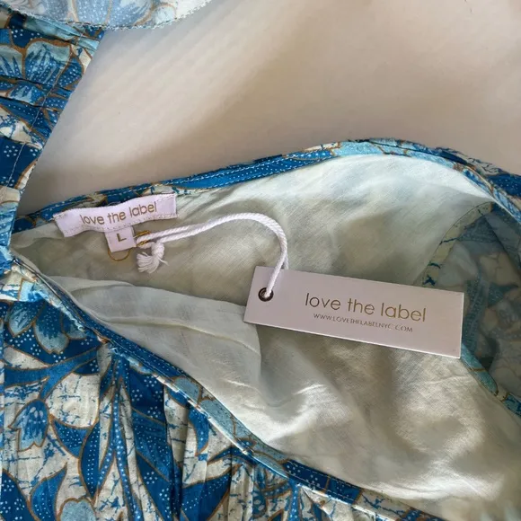 Love The Label Minette Ruffled Mini Dress Floral Flutter Sleeve V Neck, Size L