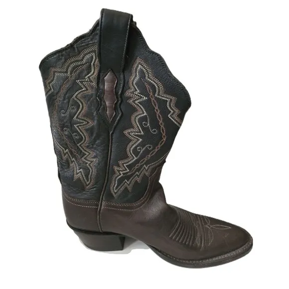 Lucchese 2000 Black Leather Western Cowboy Womens Boots Size 6. T2552RU