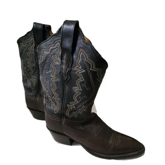 Lucchese 2000 Black Leather Western Cowboy Womens Boots Size 6. T2552RU