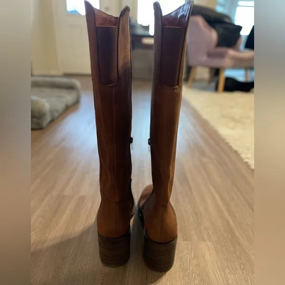 Lucky Brand Women Ritten Knee High Boots Size 10 Tan Equestrian Coastal Cowgirl