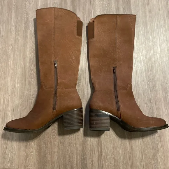 Lucky Brand Women Ritten Knee High Boots Size 10 Tan Equestrian Coastal Cowgirl