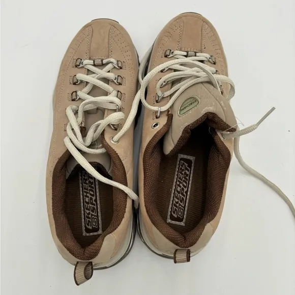 #M349 New Women’s Tan Sketcher Tan sport shoes in Box.  New laces, perfect!!!!