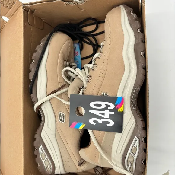 #M349 New Women’s Tan Sketcher Tan sport shoes in Box.  New laces, perfect!!!!