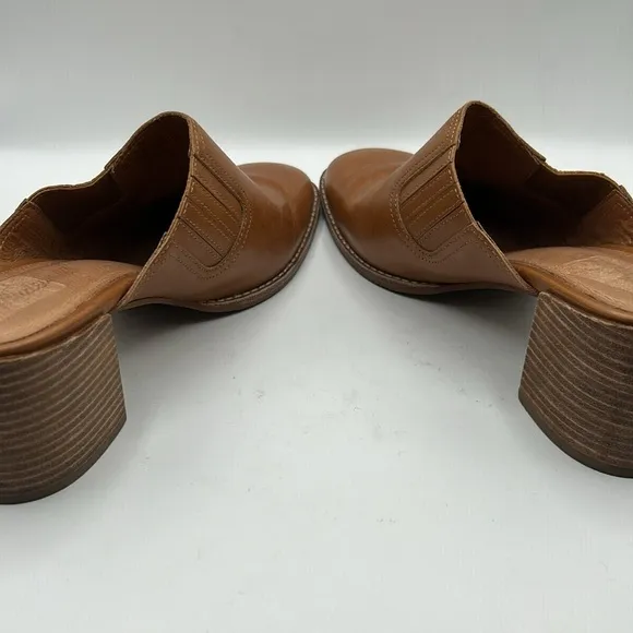 Madewell Tan Leather Cary Mule Slip On Block Heel Shoes Size 10