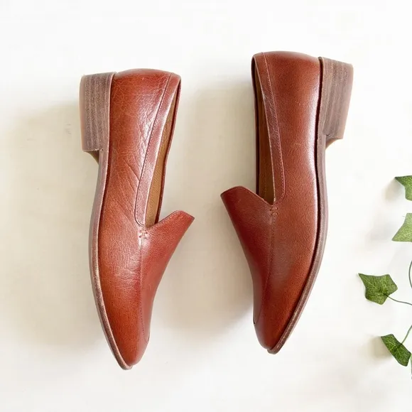 Madewell The Frances Women's 9 Dark Brown Leather Slip On Loafers Dress Shoes.