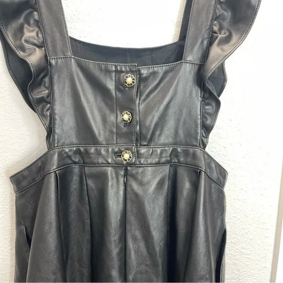 Maeve Anthropologie Faux Vegan Leather Pinafore Dress