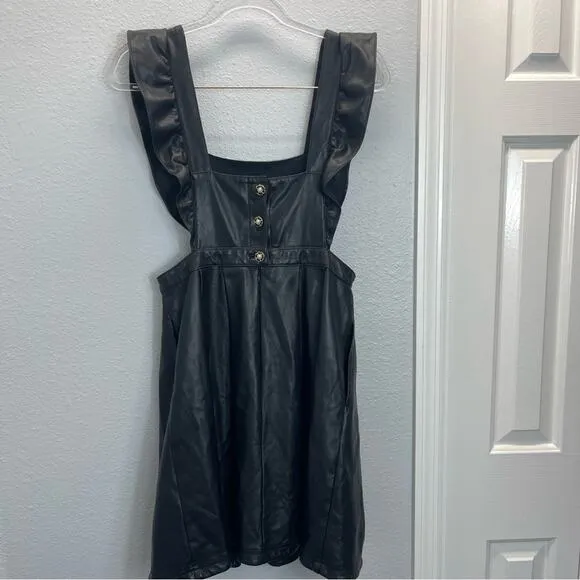 Maeve Anthropologie Faux Vegan Leather Pinafore Dress