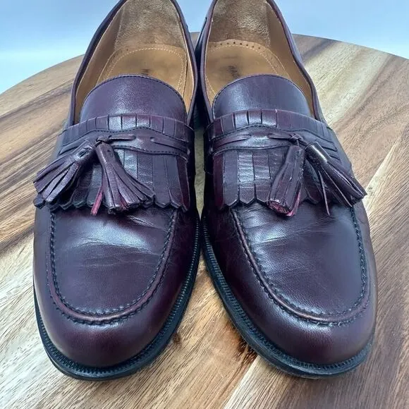 Magnanni Men’s Kiltie Tassel Loafers 10 M Burgundy Leather Slip On Shoes Spain