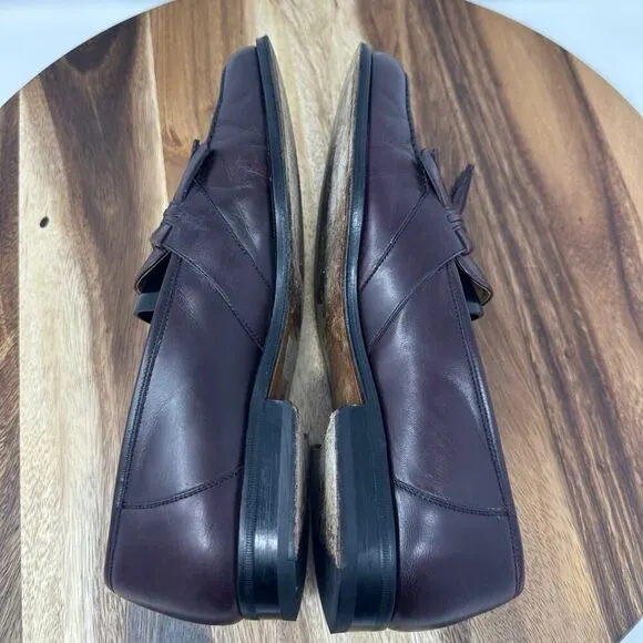 Magnanni Men’s Kiltie Tassel Loafers 10 M Burgundy Leather Slip On Shoes Spain