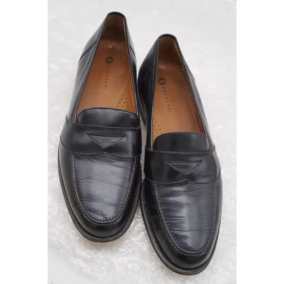 Magnanni Mens Leather Slip On Loafers Size 10.5 Black