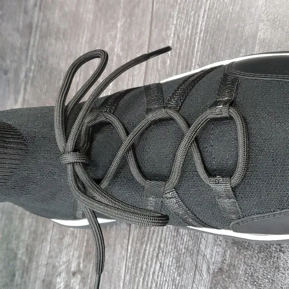 Maje | Fuite Y2k Black Leather and Stretch Fabric Sock Shoes