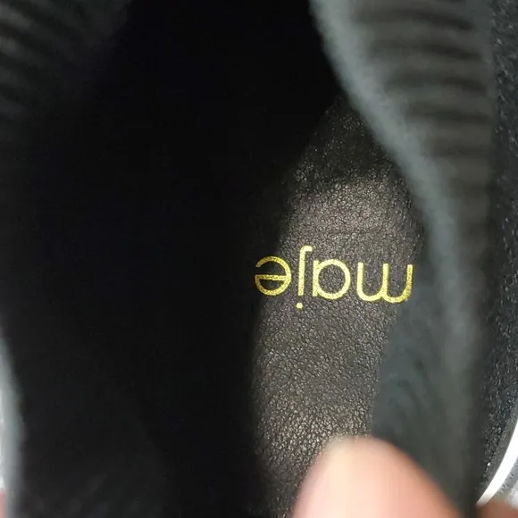 Maje | Fuite Y2k Black Leather and Stretch Fabric Sock Shoes