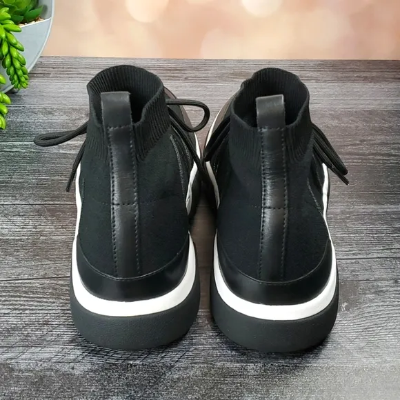 Maje | Fuite Y2k Black Leather and Stretch Fabric Sock Shoes