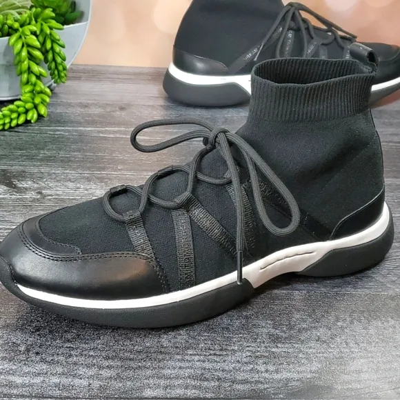 Maje | Fuite Y2k Black Leather and Stretch Fabric Sock Shoes
