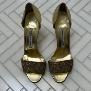 MANOLO BLAHNIK Gold Women's Heels