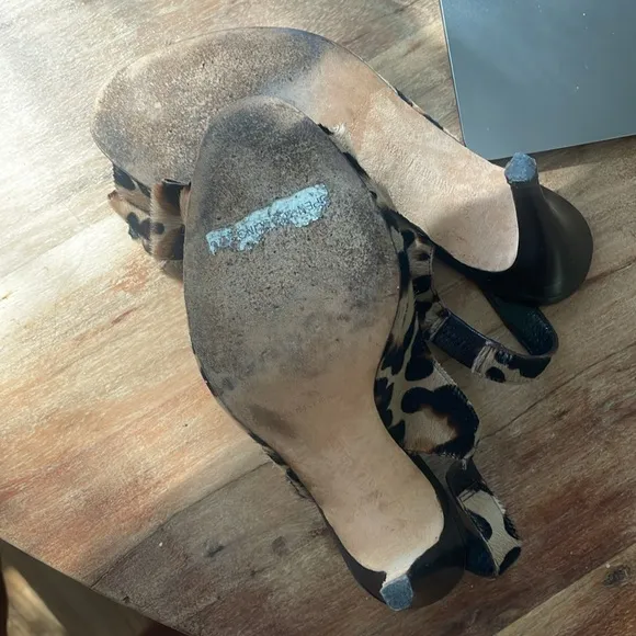 Manolo Blahnik leopard  bow heels sandals JORIANO Slingback PONY 90’s Carrie