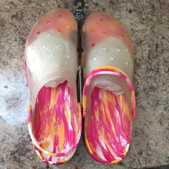 Marbled Translucent Crocs