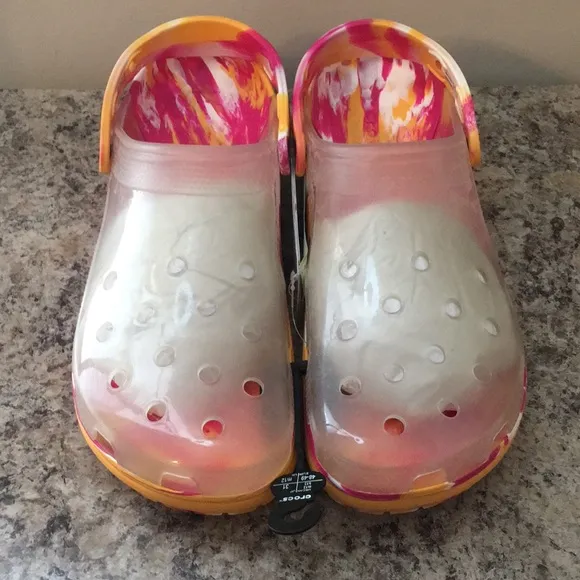 Marbled Translucent Crocs
