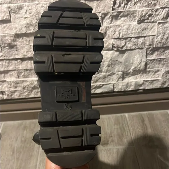 Marc Fisher Black Combat Moto Boots with Chunky Sole
