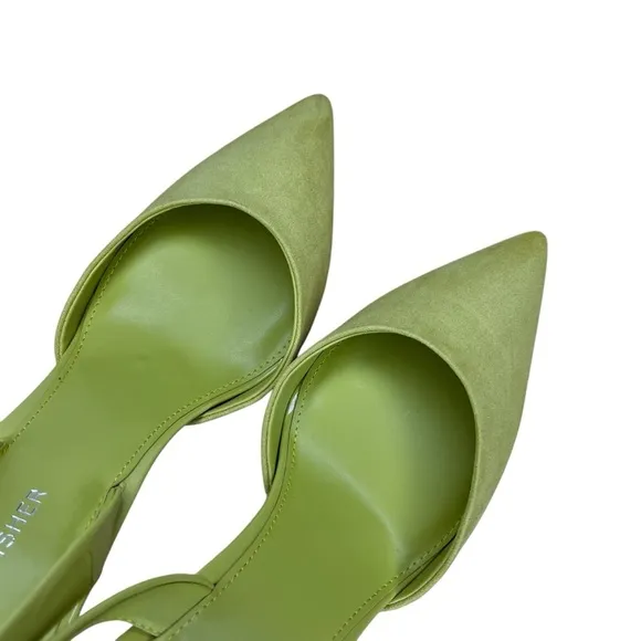 Marc Fisher Hadya Faux Suede Pointy Toe Stiletto Dress Pumps in Lime Yellow  9.5