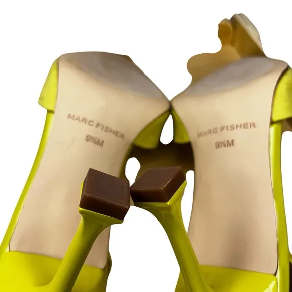 Marc Fisher Hadya Faux Suede Pointy Toe Stiletto Dress Pumps in Lime Yellow  9.5
