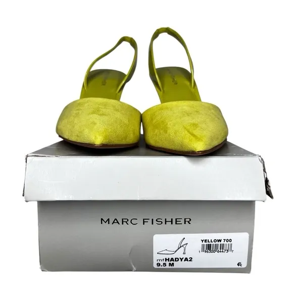 Marc Fisher Hadya Faux Suede Pointy Toe Stiletto Dress Pumps in Lime Yellow  9.5