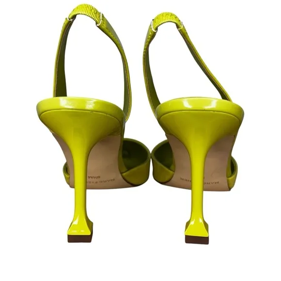 Marc Fisher Hadya Faux Suede Pointy Toe Stiletto Dress Pumps in Lime Yellow  9.5