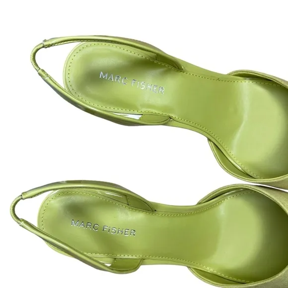 Marc Fisher Hadya Faux Suede Pointy Toe Stiletto Dress Pumps in Lime Yellow  9.5