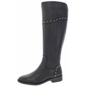 Marc Fisher Secalm R7741WC Women's Black Leather Studded Knee High Riding Boot 6